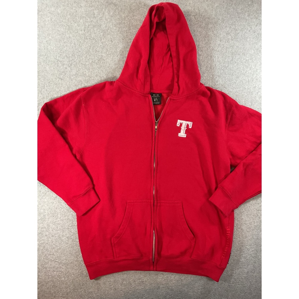 Oakley Texas Rangers MLB Full Zip Hoodie Red Sweatshirt Womens Large 1418